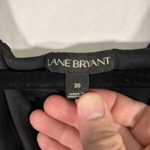 Lane Bryant Blouse Women's 20 Purple Black Cold Shoulder Sheer Short Sleeve - Picture 6 of 10